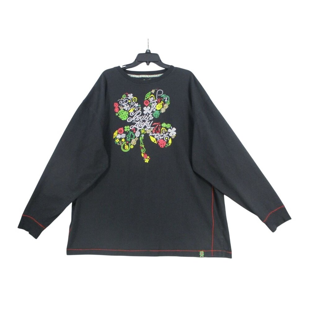 Parish Lucky 7s Black Long Sleeve Shirt‎ 4XL Graphic Clover Design Cotton